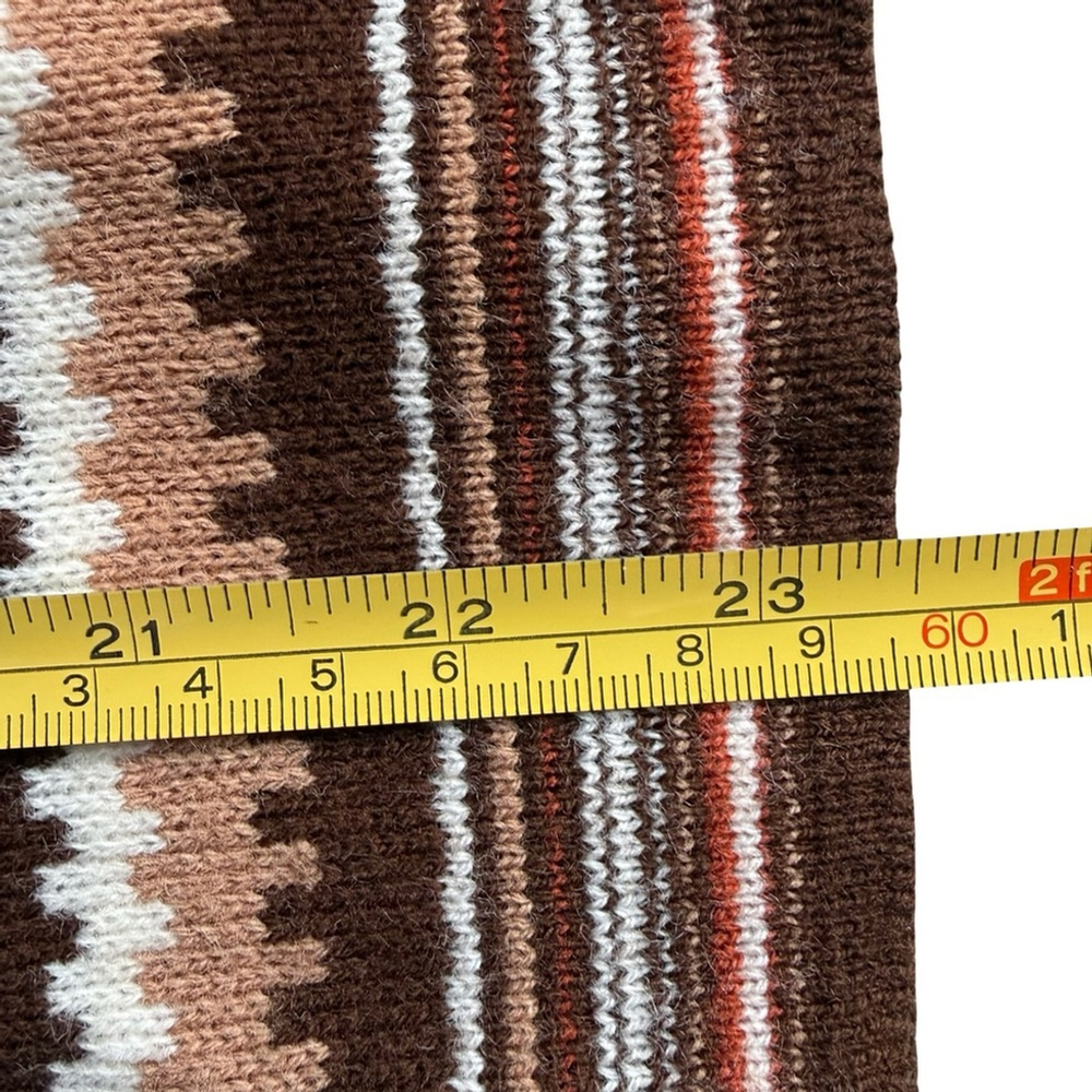 Vintage 70s Boho Brown Striped Sweater Size XS S Retro Unisex Cozy Classic - Picture 4 of 9